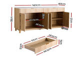 Artiss Buffet Sideboard Cabinet Kitchen Storage Cupboard Marble 2 Drawers Pine FUR-Z-SID140-WD-AB