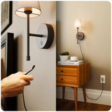 LED Wall Sconce Wireless Light 2-Pack - Black Finish with White Fabric Shade V178-68991