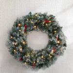 Jingle Jollys 60cm Christmas Wreath LED Lights Snowy Berries Garland Party Decor XM-TR-WRE-FROST-BERRY-LED