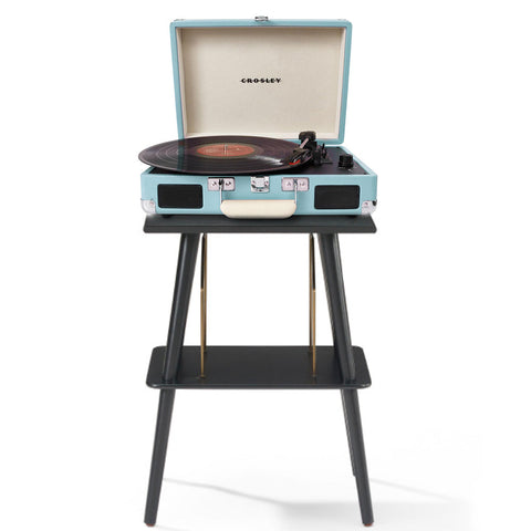 Crosley Cruiser Bluetooth Portable Turntable - Turquoise + Crosley Entertainment Stand Bundle V398-CR8005FST-TU4