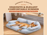 Cooling Ice Silk Pet Sofa Bed with 5D Massage Particles and Removable Washable Cover Plush V1341-ZY-MBKBLJWM-L-PINK