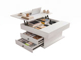 Artiss Lift Top Coffee Table Centre Table with Rotating Top Hidden Storage White FUR-AC-COF-01-WH