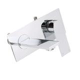 WELS 4.5L/m Chrome Square Wall Mounted Basin Mixer Laundry Faucet Tap Spout Set V1233-KRS301CR