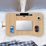 SOGA 2X Oak Portable Bed Table Adjustable Folding Mini Desk Stand With Cup-Holder Home Decor BEDTABLEM664X2