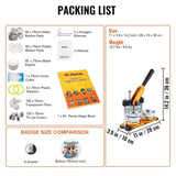 VEVOR Maker Machine, 75 mm Badge Punch Press Kit, Children DIY Gifts Pin Maker, V952-QJSKXZ75MM1008O99V0
