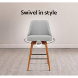 Artiss 4x Bar Stools Swivel Seat Wooden Grey BA-TW-8125-LI-GYX4