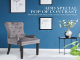 4X French Provincial Dining Chair Ring Studded Velvet Rubberwood Leg LISSE GREY V274-FT-VFC-1141-GY4