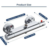 Thermostatic Shower Mixer 2 Outlets High and Low Anti-Scald Mixer Tap in Chrome Brass for Bathroom V1237-ZY-715-325