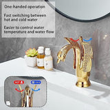 Swan-Shaped Bathroom Faucet Single-Handle Single-Hole Sink Faucet, Deck-Mounted, Short Model, V1107-113-02604-WHI-19CM
