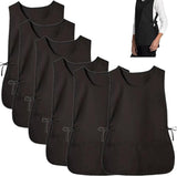 6 Pack Cobbler Apron for Women Men, Universal Adult Smock Aprons with 2 Pockets, Black Waterproof V1188-ZC-DLL-1387