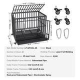 47 Inch Heavy Duty Dog Crate, Indestructible Dog Crate, 3-Door Heavy Duty Dog Kennel for Medium to V952-GLSYSDXPF4695XO1OV0