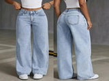 Light Blue Size 3XL Plus Size Loose Straight Jeans V1221-XM-LB6610-GM177