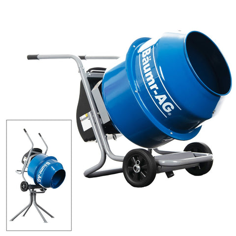 BAUMR-AG 140L Portable Cement Concrete Mixer with Pedestal Stand, 550W Electric Motor, 10 Inch Solid V219-TOLCCMBM1C4A