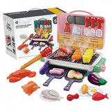 BBQ Grill Playset with Spray, Lights, Sounds and Colour-Changing Food Accessories for Pretend V1189-LC-HW-00647