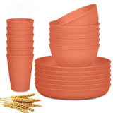 Wheat Straw Dinnerware Set Unbreakable Dinner Plates BPA-Free Dinnerware - Beige - Size 01 V1106-122-43975-BEG-01