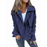 Female Trench Coat Casual Double Breasted Jacket Fall Fashion Outerwear Light Khaki L V1370-AZ4-10424