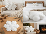 snowflake pillow, plush throw pillow, winter decor, Christmas cushion, sofa accent pillow, bedroom V1102-102-63597-WHT-50CM