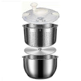 6L Stainless Steel Salad Spinner with PP Lid, Fruit & Veg Washer V1263-JX-5393