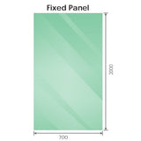 70x200cm Glass Shower Screen with Chrome U-Brackets and Floor U-Bracket V63-921261