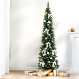 Jingle Jollys Christmas Tree 1.8m Xmas Tree Decorations Snowy 300 Tips XM-TR-SLIM-6F-SNOW