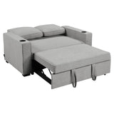 Sarantino Hoffman Linen Sofa Bed with Cushions and Cup Holders Light Grey SOFA-YGG-7004-LNN-LGY