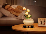 Blue Tulip Night Light with Realistic Bouquet - Dreamy Planet LED Mood Lamp for Bedroom Decor with V888-ELOSUNG23760