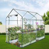 Green Fingers Greenhouse 1.2x1.9x1.9M Walk in Green House Tunnel Clear Garden Shed 4 Shelves GH-WALK-19X12-TP