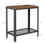 Industrial Side Table 2-Tier With Mesh and Metal Frame Rustic Brown V178-11086