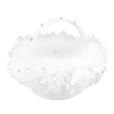White Flower Girl Basket Petal Beads Decoration Handheld Bridesmaid Scattering Wedding Basket V1294-YM0706-3115230069611