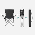 SONGMICS Set of 2 Folding Camping Outdoor Chairs with Armrests and Cup Holders Black V227-8498101001992