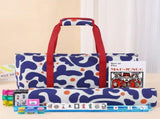 Mahjong Game Set, 166 Blue Tiles , 4 All-in-One Color Rack/Pushers & Drawstring Bag, Complete V1107-133-77565