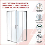 900 x 1200mm Sliding Door Nano Safety Glass Shower Screen By Della Francesca V63-829331