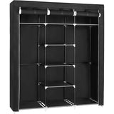 SONGMICS Folding Wardrobe Fabric Cabinet with 2 Clothes Rails Black V227-8498402109730