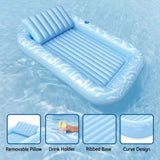 Bestway Float Floating Seat Pool Lounger Inflatable Lounge Chair Bed Pillow Cup Holder 2.03MX1.37M BW-FLOAT-43838