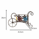 Antique Wheelbarrow w Flower Design Pot Planter 41cm V637-06989WBR
