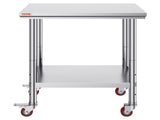 Stainless Steel Work Table with Wheels 24 x 30 Prep Table with casters Heavy Duty Work Table for V952-SYGZT30X24INDJL01V0