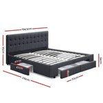 Artiss Bed Frame King Size with 4 Drawers Charcoal AVIO BFRAME-F-AVIO-K-CHA-ABC