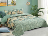 Meadow Butterfly Green Quilted Bedspread Set with Floral Details and Pillowcases V745-MAC080320Q13U
