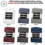 Revive Silver 100% Cotton Jersey Super Soft Fitted Sheet Combo Set Double 38cm Wall V442-ATX-FITTEDSS-COTTONJERSEY-SILVER-DS