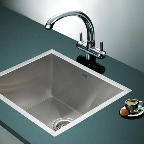 510x450mm Handmade Stainless Steel Undermount / Topmount Kitchen Laundry Sink with Waste V63-819503