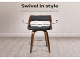 Artiss 2x Bar Stools Swivel Leather Chair 76cm BA-TW-8569-H76-BKX2-AB