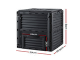 Gardeon Compost Bin 300L Heavy-Duty Black Outdoor Composter with Top Lid Bottom Door CBIN-300L-BK