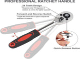 46-Piece Wrench & Ratchet Set - 1/4 Inch Metric for Cars - Compact Storage Case V1188-ZXY-10964