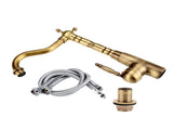 Antique Retro Style Solid Brass Kitchen Bathroom Basin Sink Faucet Hot Cold Pipes Mixer Tap V1294-YM0722-JY03355