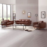 32Seater Sofa Brown Leather Lounge Set for Living Room Couch with Wooden Frame V43-SET-YOK-3+2-BR