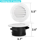 8 Pack Air Vent Round, 4 Inch Air Soffit Vent, ABS Louver Vent Cover with Built-in Fly Screen Mesh, V1259-DP01-A-3813