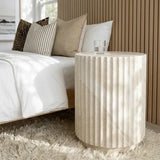 Vera Fluted Stone Side Table - Matte Natural Stone V355-IA-ST-VER-NST