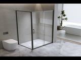 150mm Adjustable Single Door Corner Sliding Glass Shower Screen in Black V63-846731