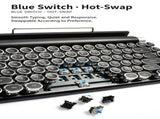 83 Keys Retro Punk Typewriter Mechanical Keyboard, Dual-Mode Bluetooth Hot Swappable Clicky Blue V1221-XM-LB5292-ZS176