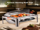 Roll Top Chafing Dish Buffet Complete Set, 9 Qt 1 Pack Stainless Steel Chafer with 2 Half Size Pans, V952-ZFXQFGK1JTYS0BDQ9V0